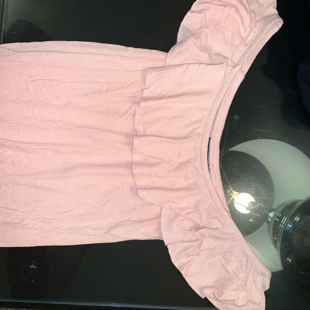 Pink/Nude Ruffled Cold Shoulder Top - Picture 3 of 3